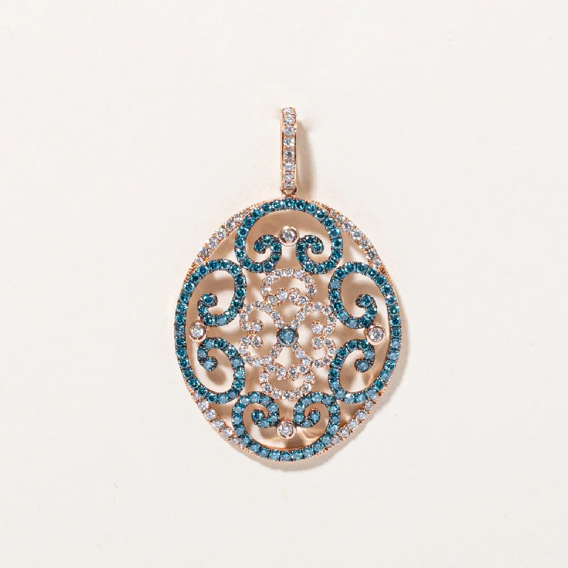 minimalist rose gold stacking rings Blue & White Diamond Pendant | 0.60ctw, 0.25ctw |
