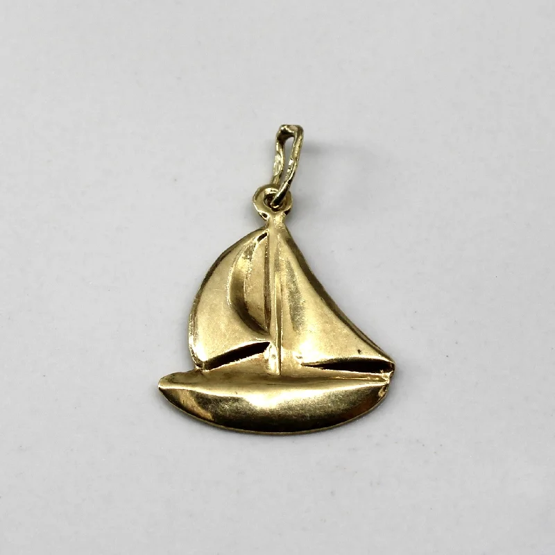 diamond halo stud earrings 14k Yellow Gold Sailboat Pendant