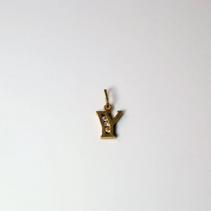 Channel Diamond Y Letter Pendant | 0.03ctw |