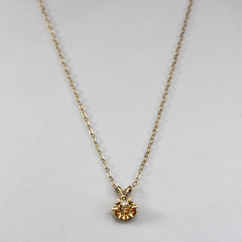 adjustable braided rope ring Claw Set Diamond Pendant Necklace | 0.03ct | 14"|