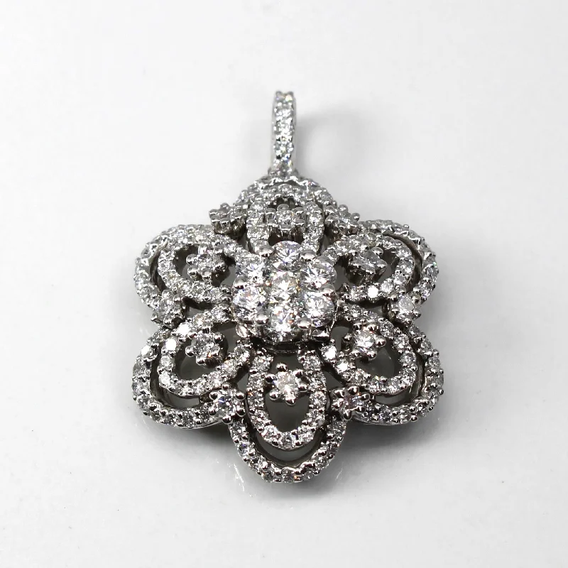 dainty butterfly pendant necklace Cluster Diamond Floral Design Pendant | 1.25ctw |