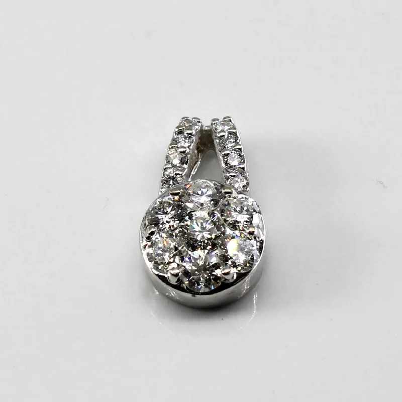 round-cut blue sapphire earrings Cluster Diamond Pendant | 0.95ctw |