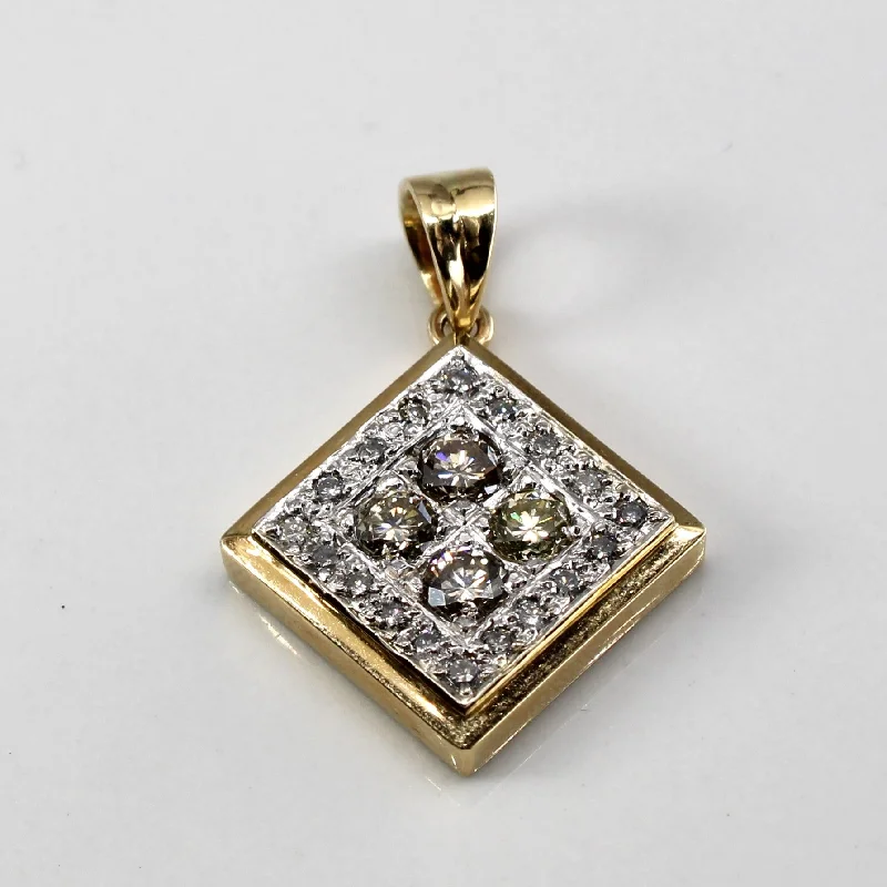 emerald-cut engagement ring halo Cluster Set Diamond Pendant | 0.98ctw |