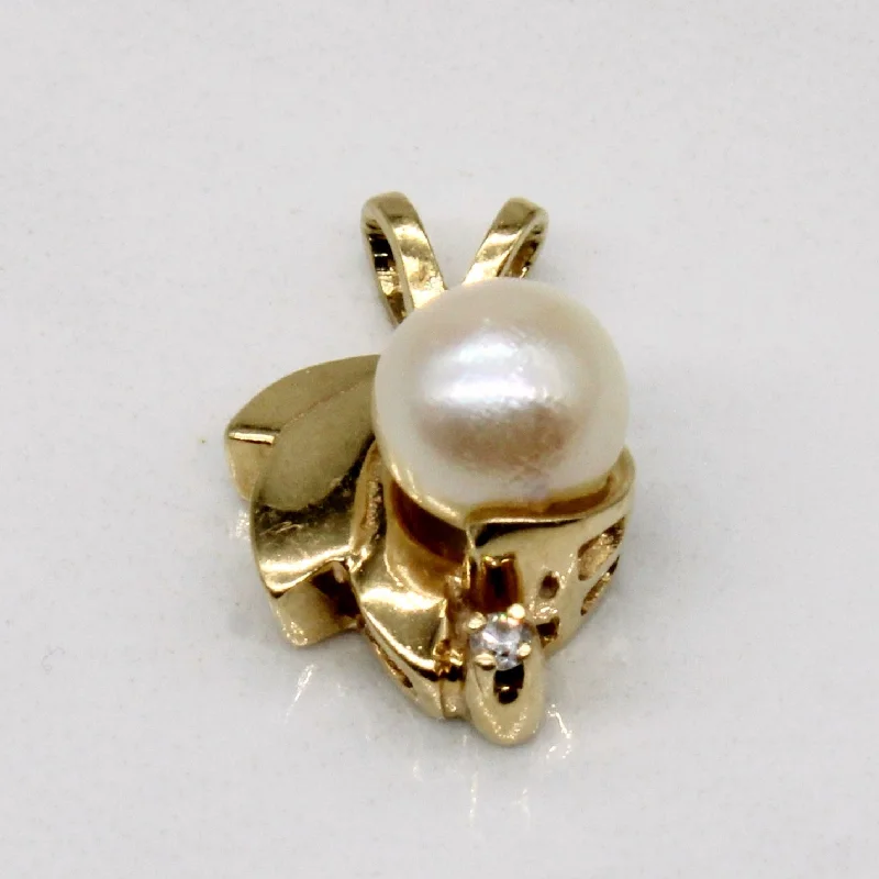 simple gold hoop earrings Cultured Pearl & Diamond Pendant | 0.01ct |