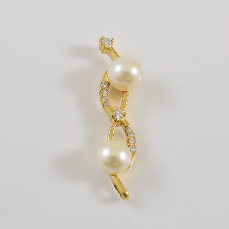 Cultured Pearl & Diamond Pendant | 4.00ctw, 0.12ctw |