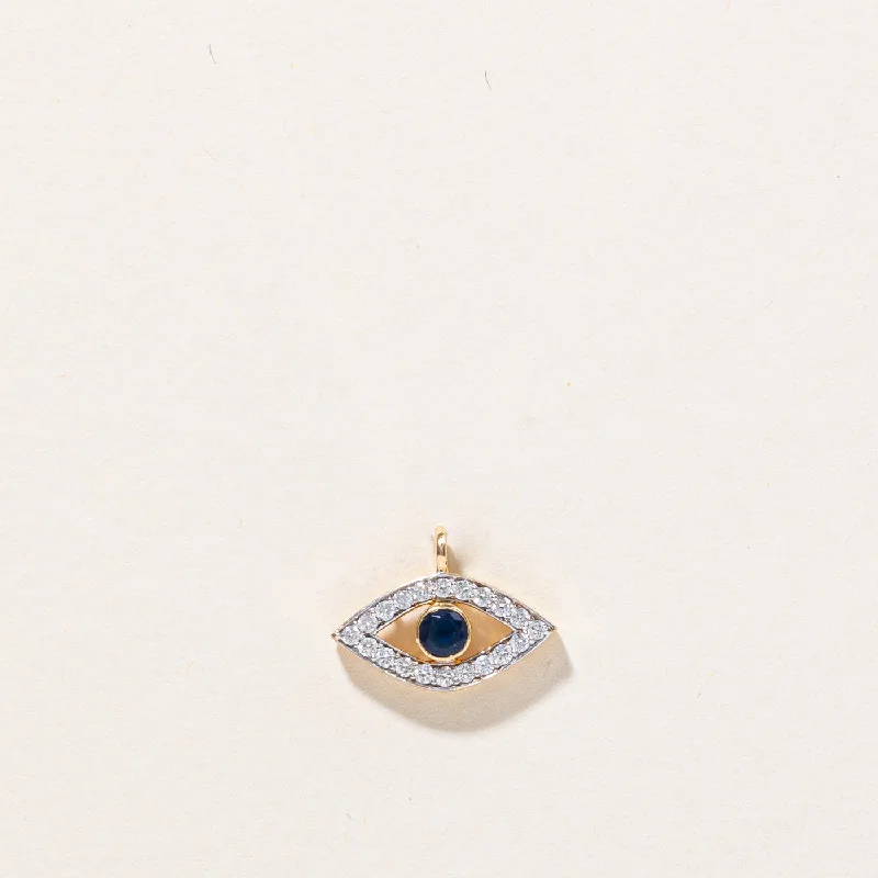 solid gold stacking rings set Diamond & Blue Glass Eye Pendant | 0.20ctw, 0.05ct |