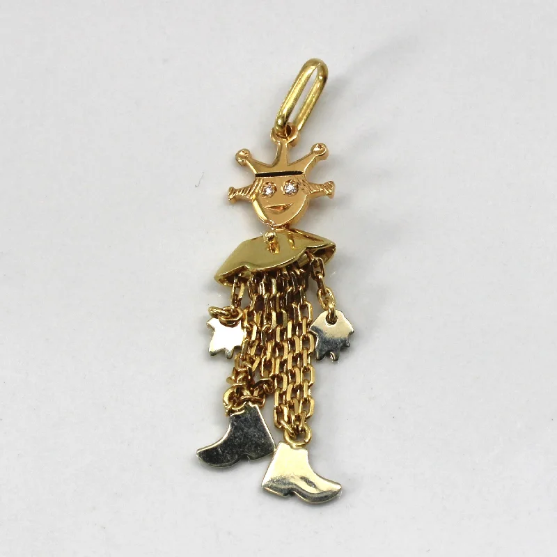 vintage diamond brooch 18k Yellow Gold Diamond Jester Pendant | 0.01ctw |