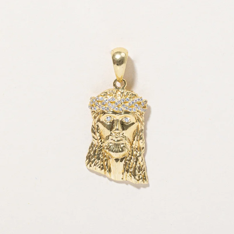 gold plated Cuban link chain Diamond Crown of Thorns Jesus Pendant | 0.10ctw |
