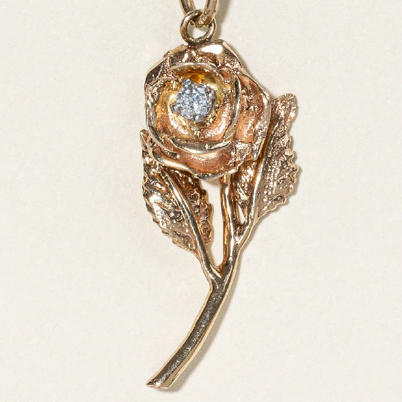hammered gold disc necklace Diamond Flower Charm | 0.07ct |