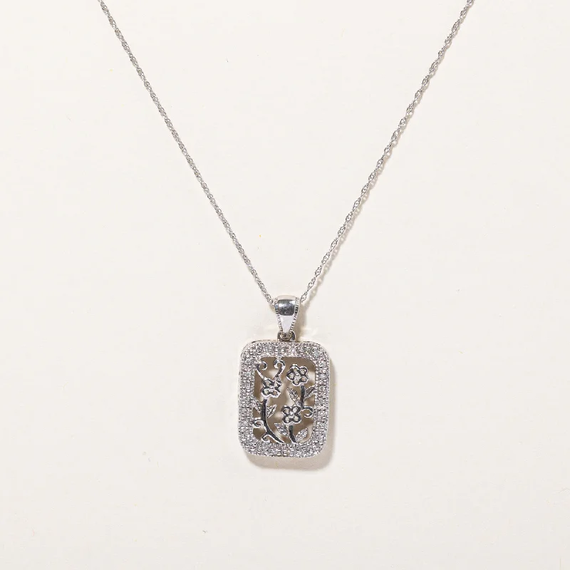 dainty chain bracelet layered Diamond Flower Pendant & Necklace | 0.08ctw | 18" |