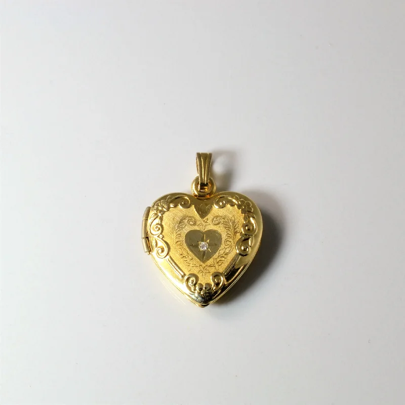 Yellow Gold Diamond Heart Locket | 0.01ct |