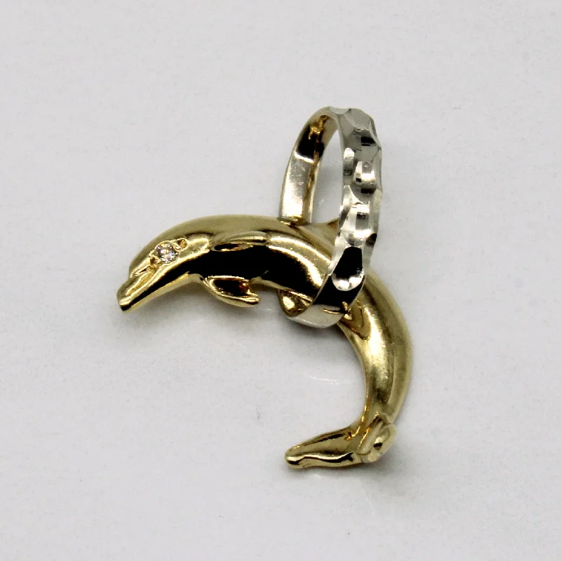 Diamond Jumping Dolphin Pendant | 0.01ct |