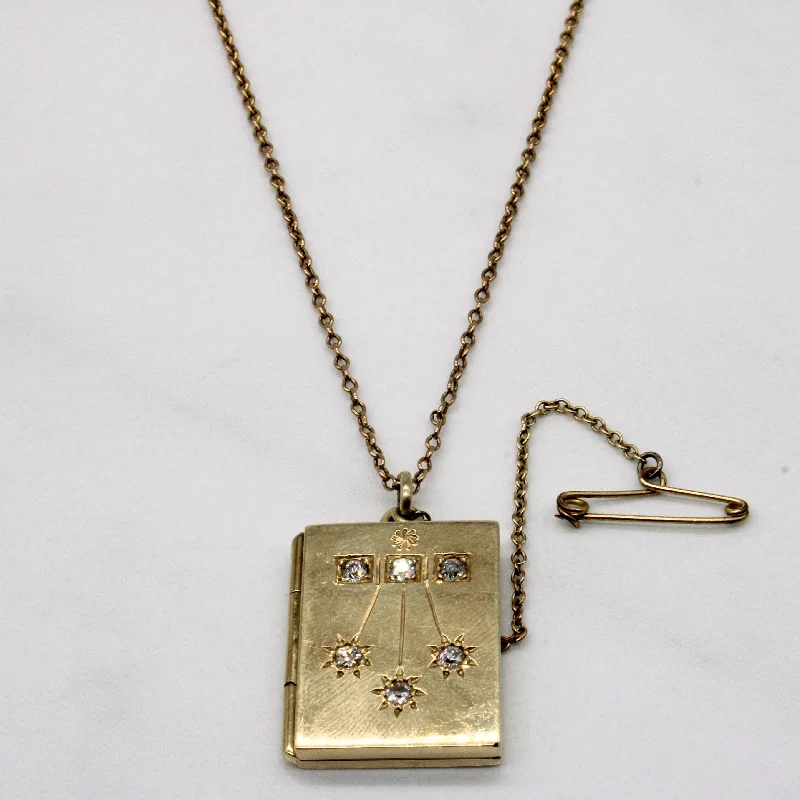 Vintage Book Diamond Locket Pendant & Necklace | 0.30ctw | 18" |