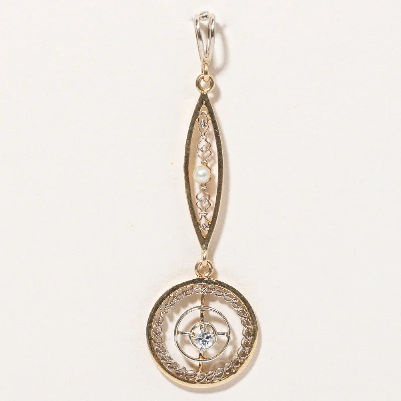 gothic claw ring men’s silver Vintage Diamond & Pearl Drop Pendant | 0.05ct |