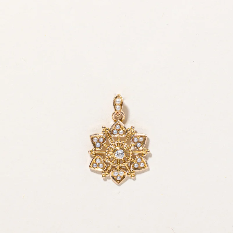 infinity loop ring rose gold Vintage Diamond & Pearl Pendant | 0.07ct |