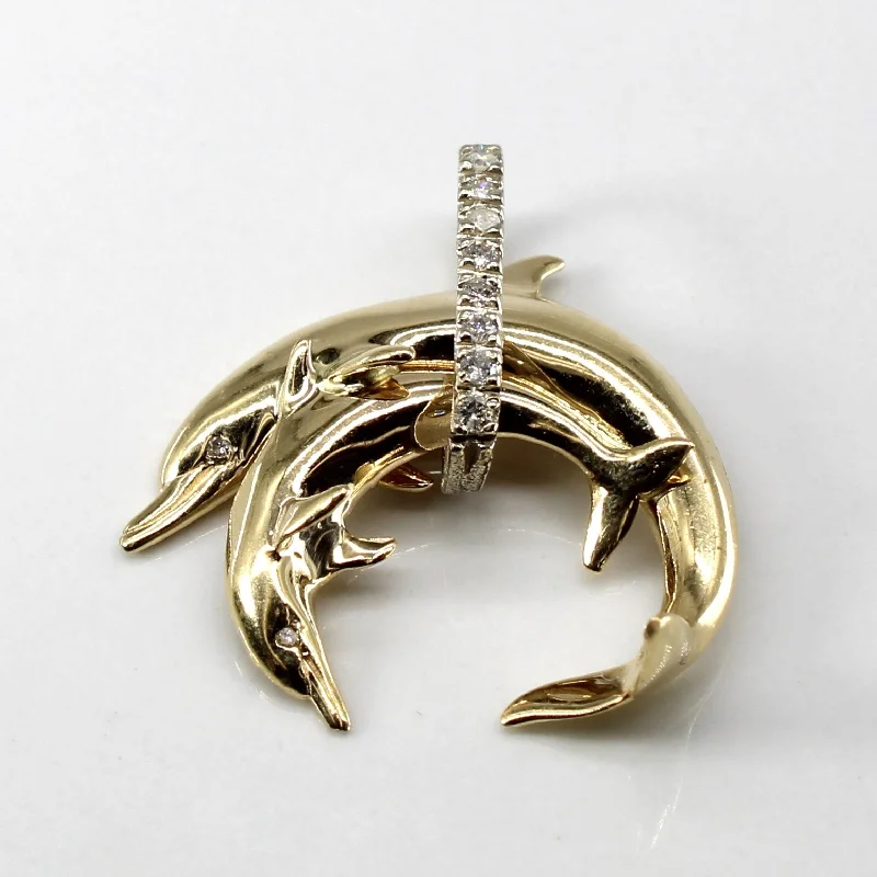 adjustable silver cuff bracelet Dolphin Diamond Pendant | 0.14ctw |