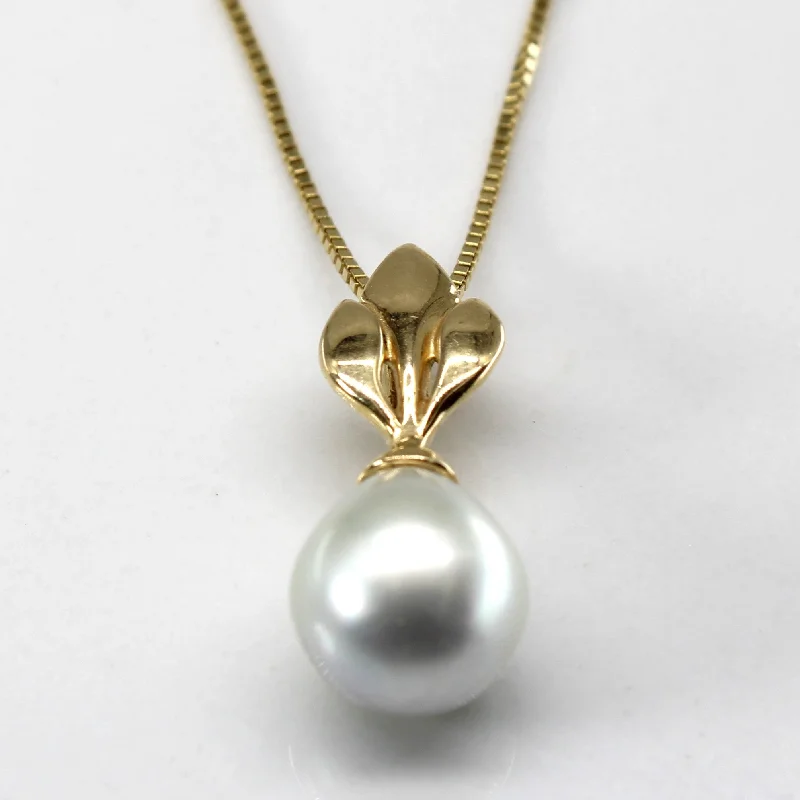 real smoky quartz pendant Drop Pearl Pendant Necklace | 16"|
