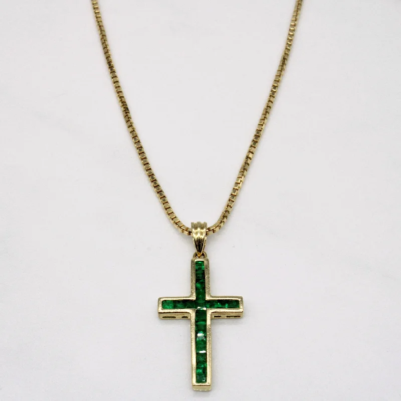 unique silver branch ring Emerald Cross Pendant & Necklace | 0.54ctw | 20" |