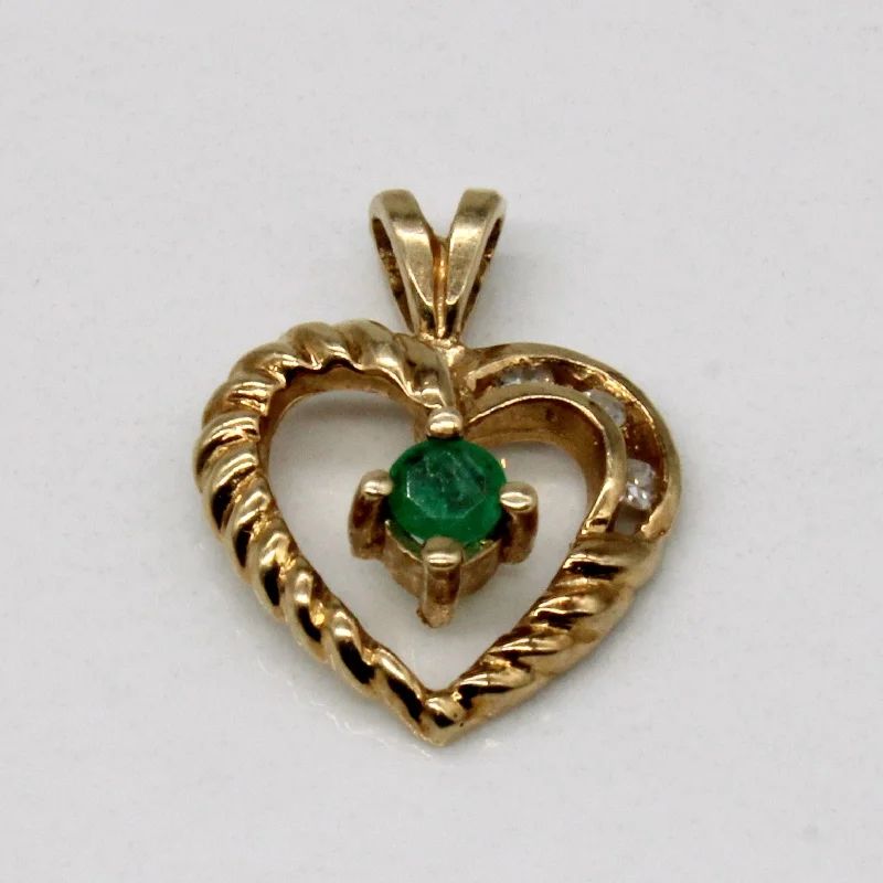 Emerald & Diamond Heart Pendant | 0.07ct, 0.03ctw |