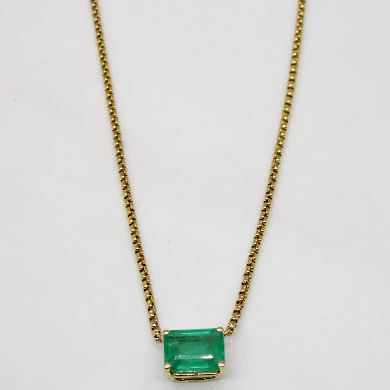 layered gold coin pendant necklace Emerald Pendant Necklace | 1.50ct | 16" |