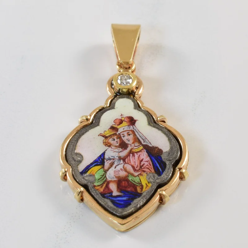 Late 1800s Enamelled Portrait & Diamond Pendant | 0.08ct |