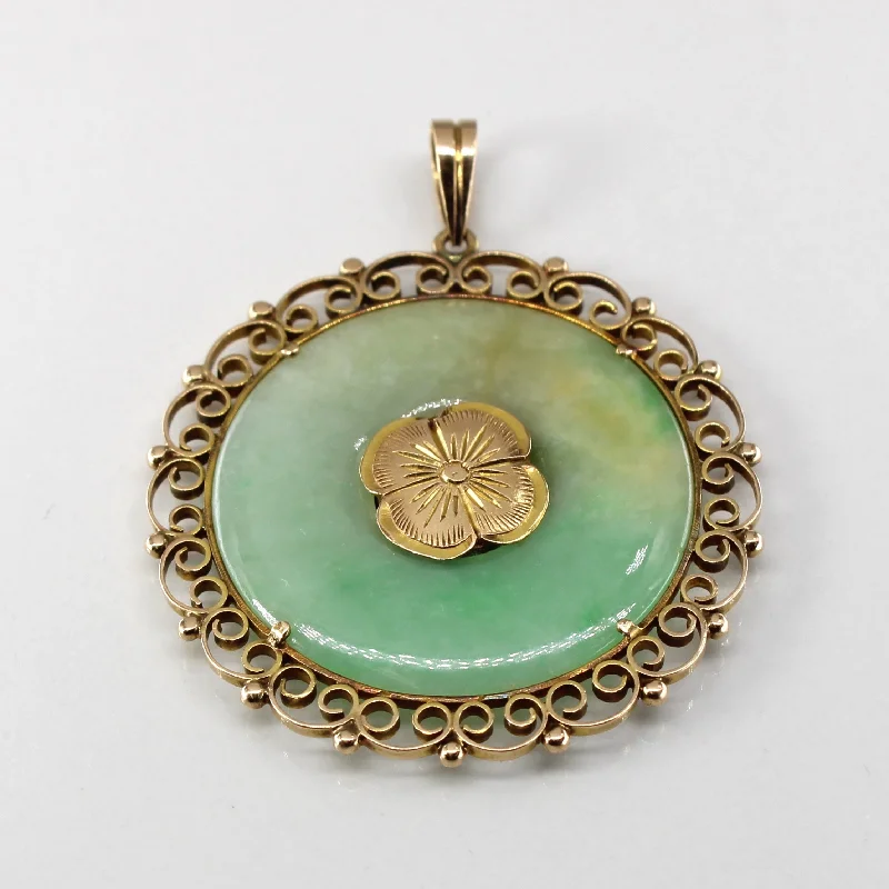 real ruby pendant necklace Filigree Design Gold Jadeite Pendant | 12.00ct |