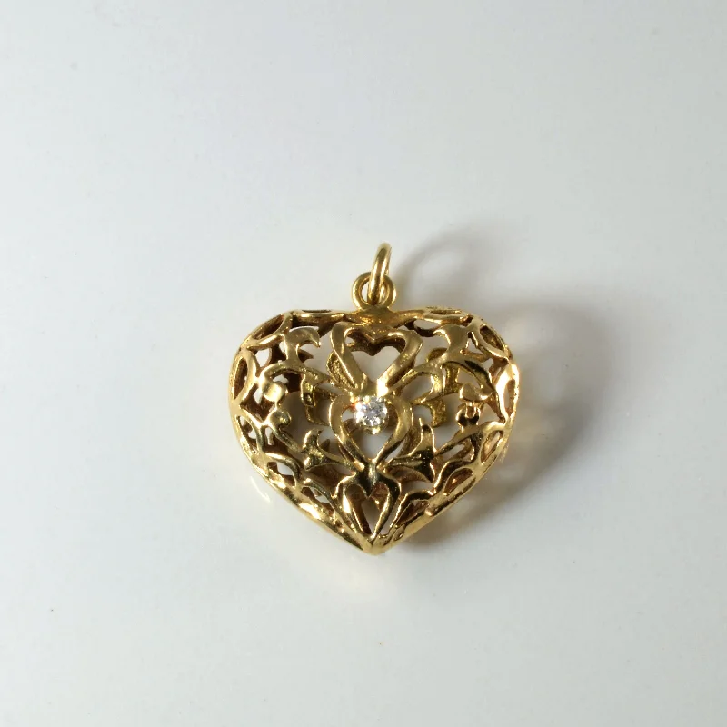 Filigree Diamond Puffed Heart Pendant | 0.05ct |