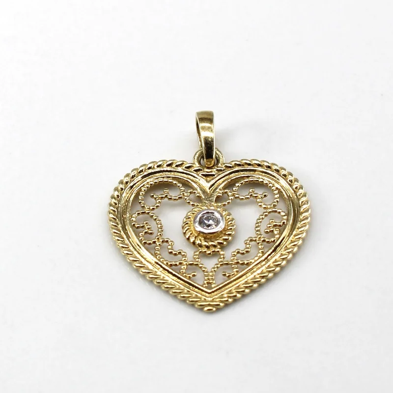 dainty opal nose ring Filigree Heart Design Diamond Pendant | 0.02ct |