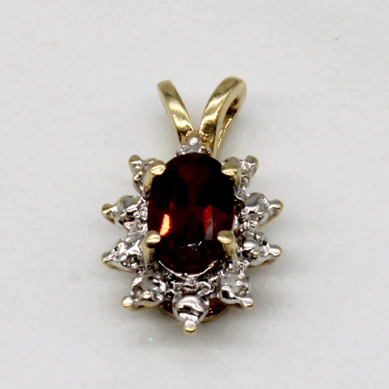 personalized couple’s keychain pendant Garnet & Diamond Halo Pendant | 0.45ct, 0.02ctw |
