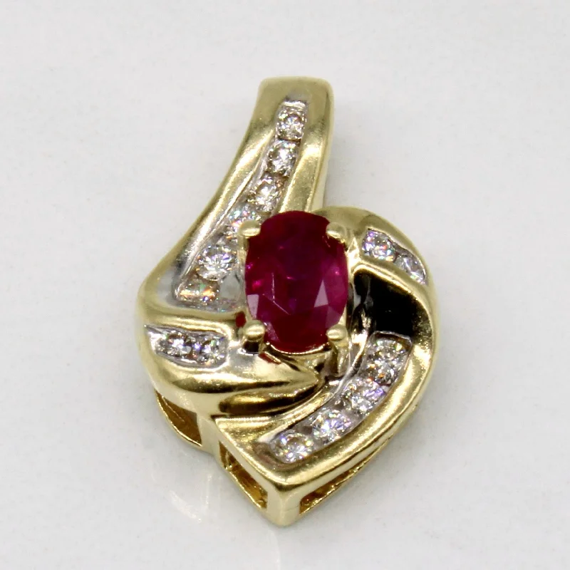 statement gold cuff earrings Glass Filled Ruby & Diamond Pendant | 0.39ct, 0.15ctw |