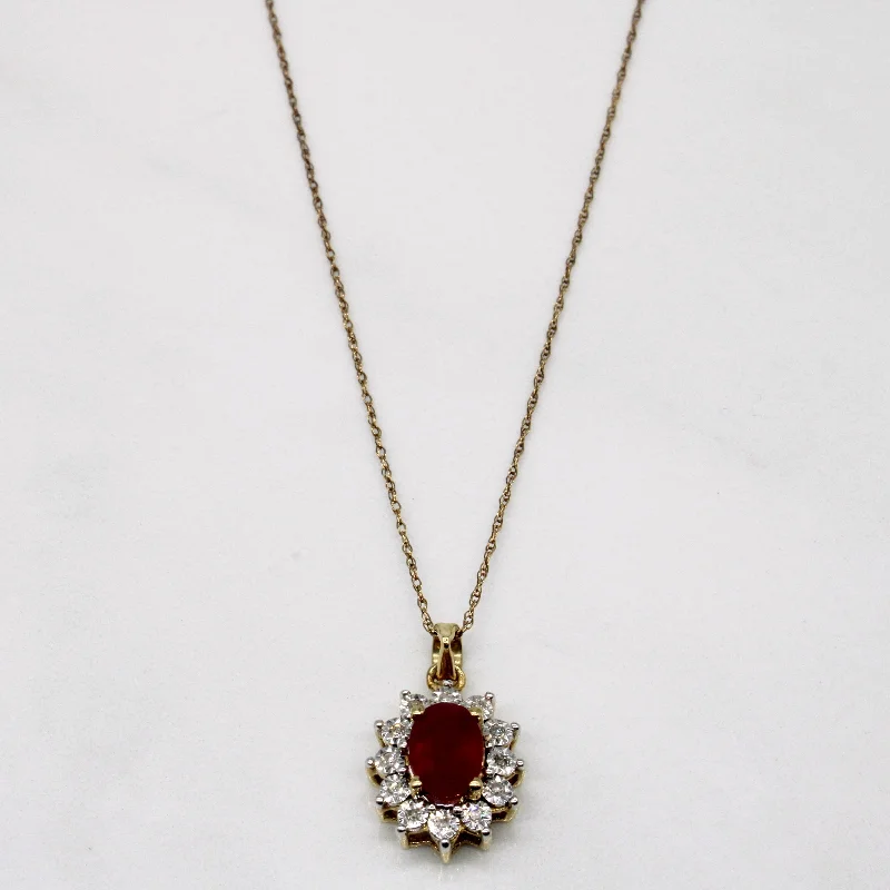 dainty gold anchor bracelet Glass Filled Ruby & Diamond Pendant Necklace | 1.00ct, 0.06ctw | 18" |