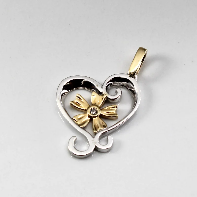vintage emerald cocktail ring Heart Design Diamond Two Tone Gold Pendant | 0.02ct |