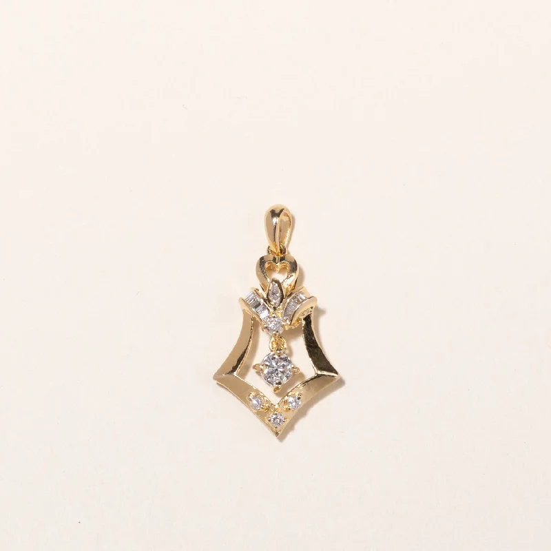 celestial star ring gold 14k Yellow Gold Diamond Pendant | 0.35ctw | 2.8x1.5cm