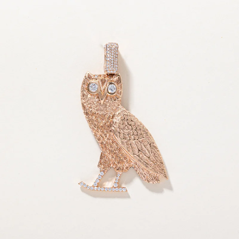 adjustable minimalist wave bracelet Large Diamond Owl Pendant in Rose Gold | 7.70ctw VS G/H |