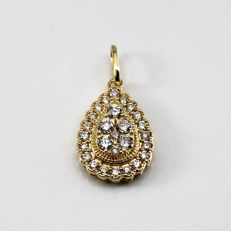 handmade braided anklet Milgrain Detail Cluster Diamond Drop Pendant | 0.40ctw |
