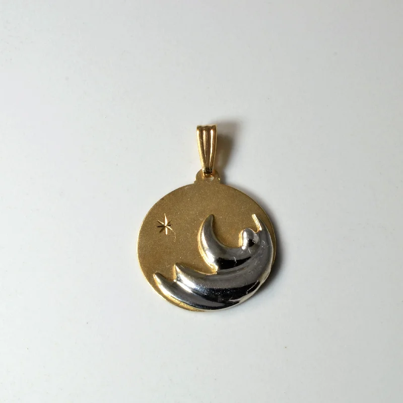 Two Tone Moon & Star Pendant |