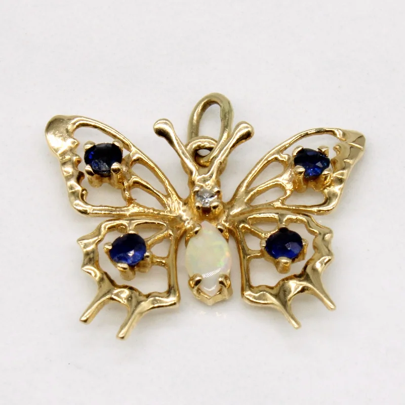 handcrafted opal inlay ring Multi Gem Butterfly Pendant | 0.44ctw |