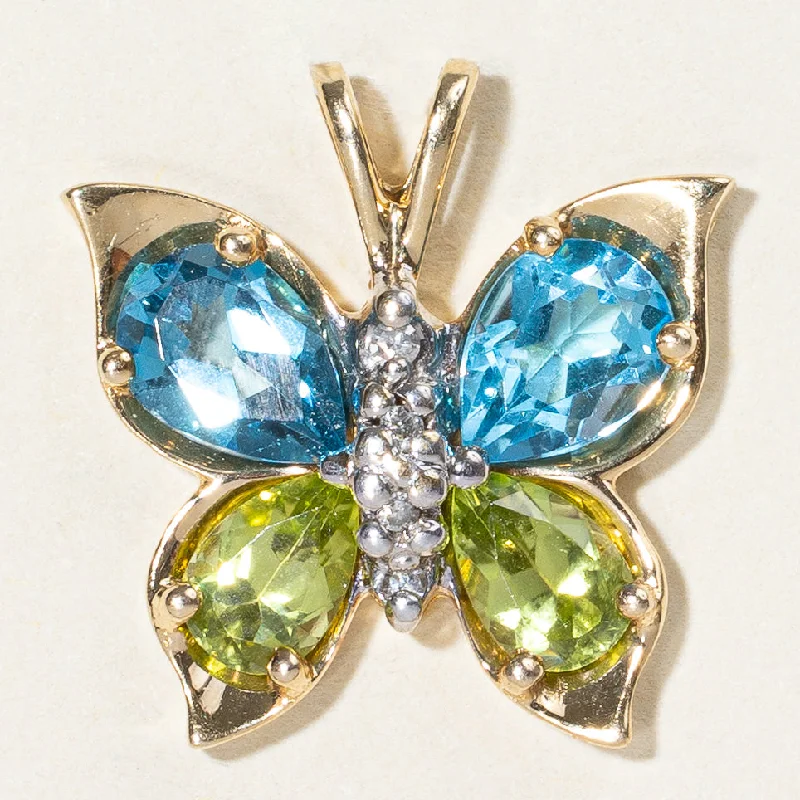large statement turquoise ring Multi Gem Butterfly Pendant | 2.33ctw |