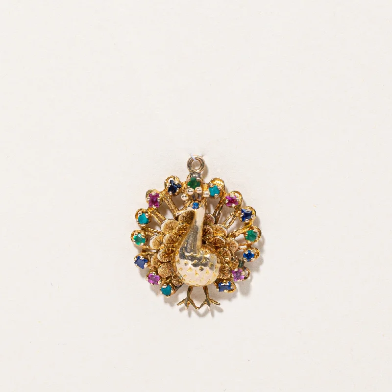 black pearl earrings classic Multi Gem Peacock Charm | 0.16ctw |