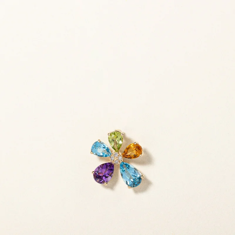 chunky statement cuff bracelet Multi Gemstone Flower Pendant | 2.64ctw |
