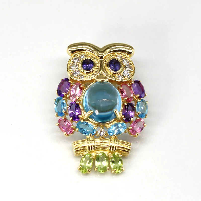 butterfly pendant necklace delicate Multi Gemstone Owl Pendant