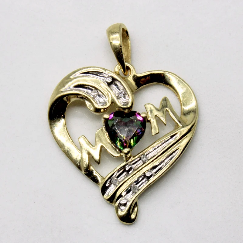 Mystic Topaz & Diamond 'Mom' Heart Pendant | 0.50ct, 0.02ctw |