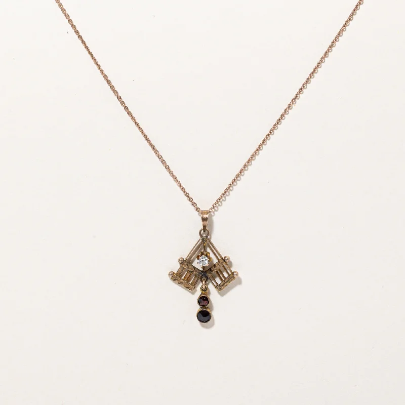 unique gemstone necklace handmade Old European Diamond & Garnet Pendant Necklace | 0.06ct, 0.25ctw | 18" | unique gemstone necklace handmade Old European Diamond & Garnet Pendant Necklace | 0.06ct, 0.25ctw | 18" |