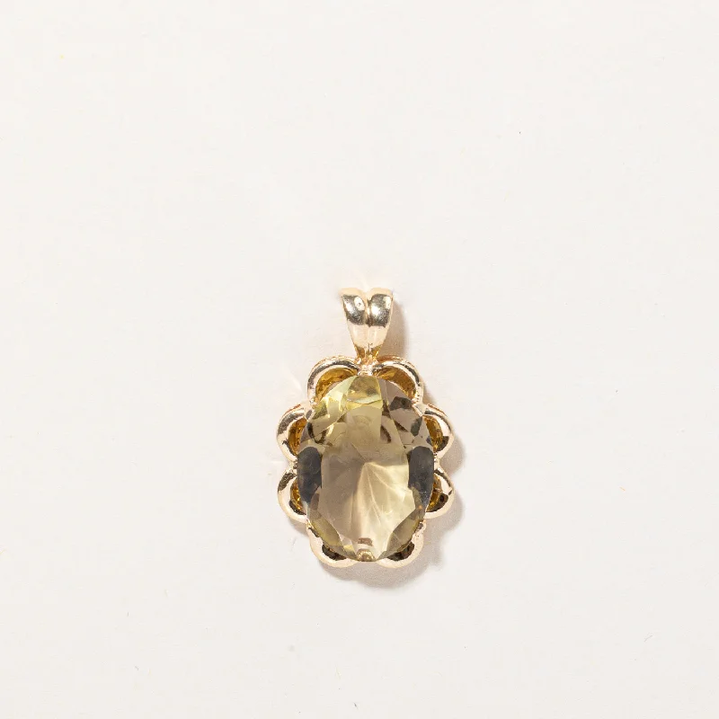 vintage filigree engagement ring Olive Quartz Pendant | 7.95ct |