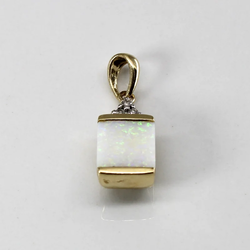 minimalist pearl pendant necklace Opal & Diamond Pendant | 0.50ct | 0.02ctw |