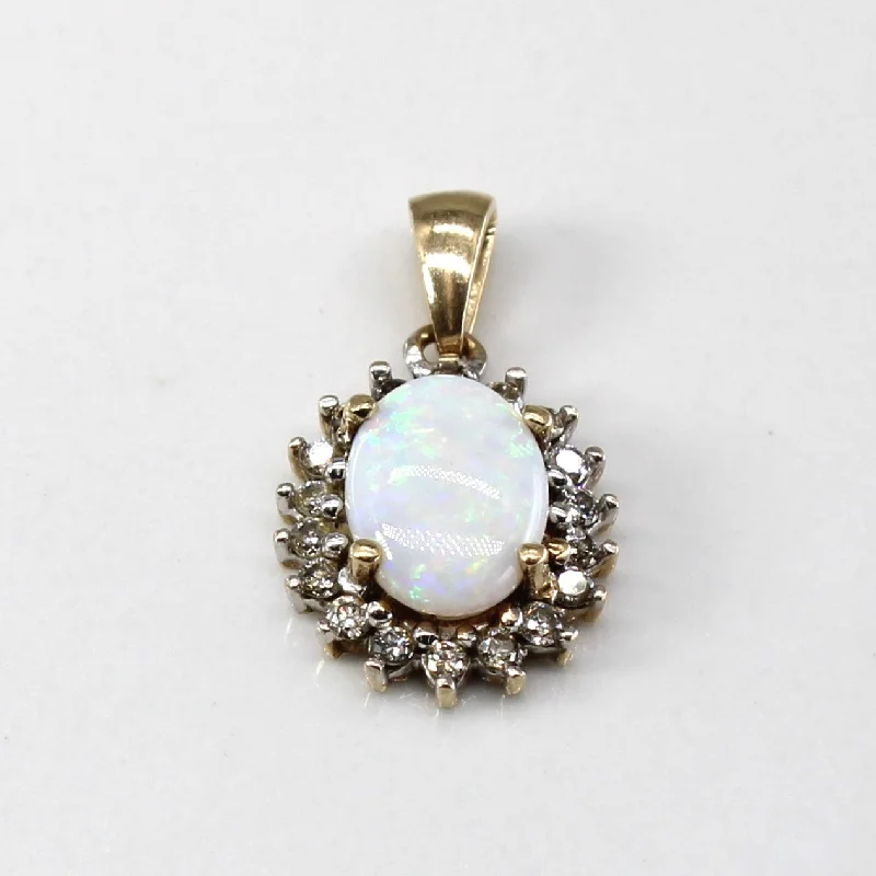 custom nameplate bracelet silver Opal & Diamond Pendant | 0.60ct | 0.11ctw |