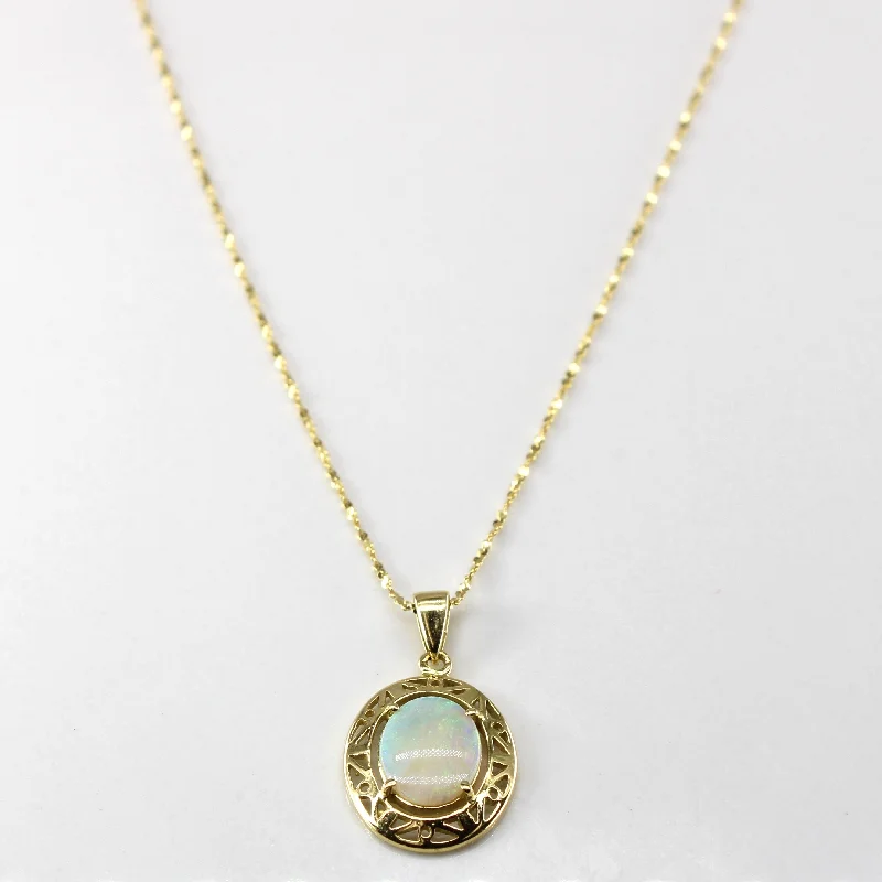 celestial sunburst necklace gold Opal Pendant Necklace | 0.50ct |