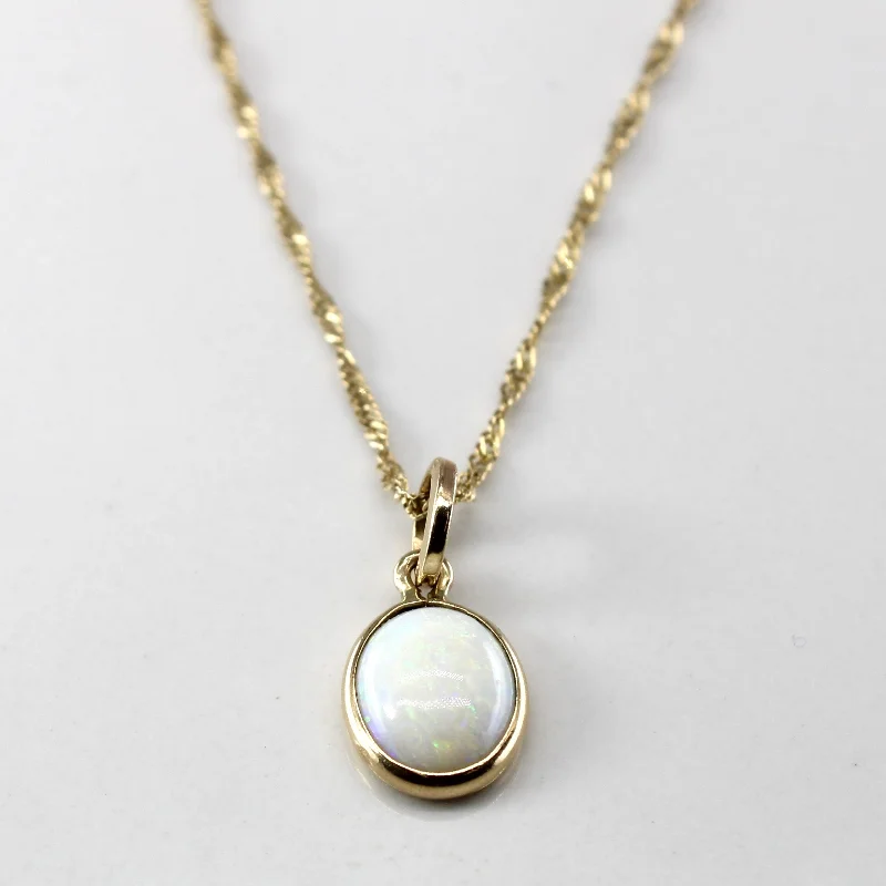 handmade raw stone engagement ring Opal Pendant Necklace | 0.85ct | 18"|