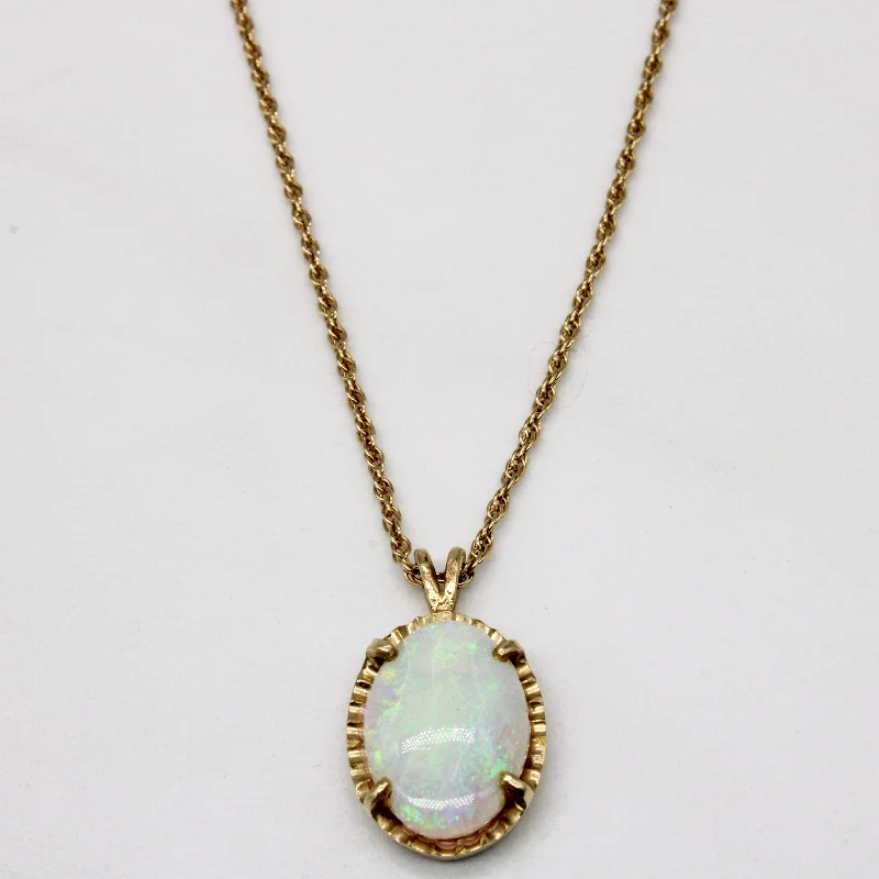 antique silver charm bracelet Opal Pendant & Necklace | 2.00ct | 16" |