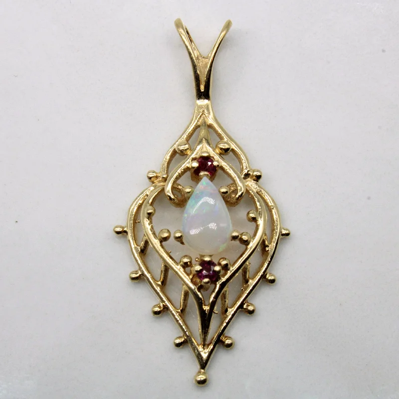 Opal & Ruby Ornate Pendant | 0.45ct, 0.08ctw |